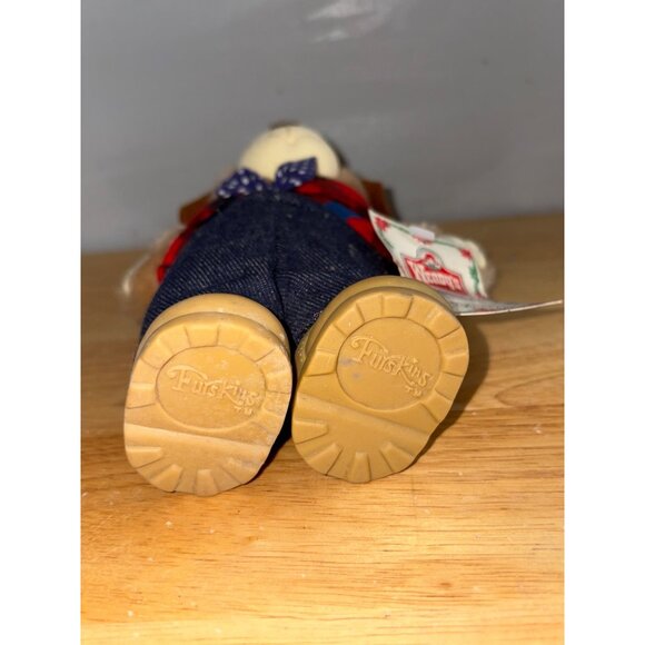 Wendys 1986 Furskins Dudley Plush Bear Toy In Cowboy Outfit With Jeans & Bow Tie - Picture 5 of 7